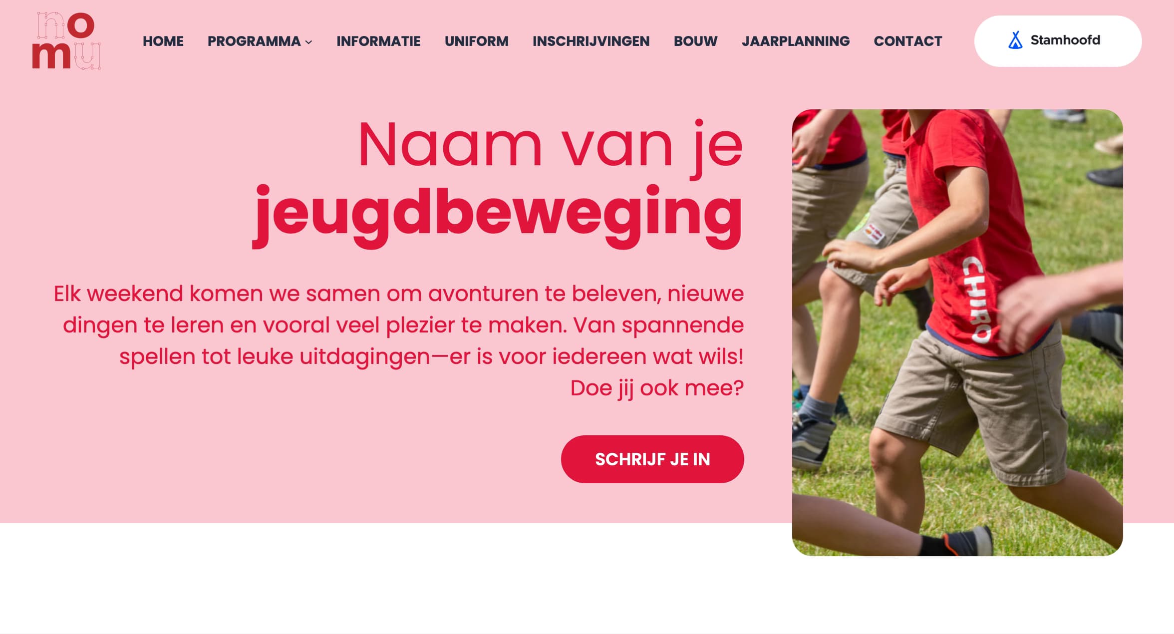 Voorbeeld van een jeugdwerksite voor de Chiro