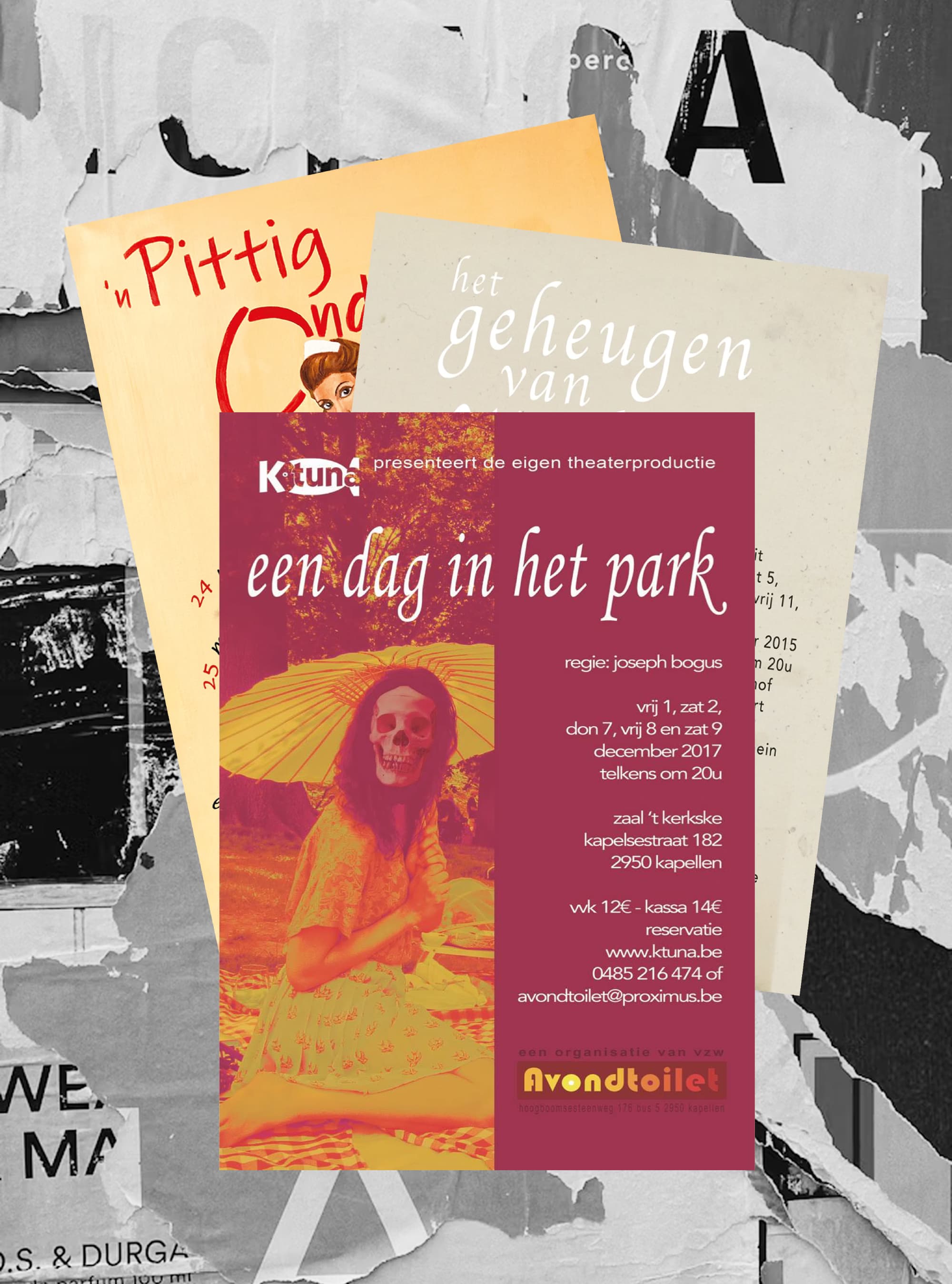 Drie posters van afgelopen voorstellingen van Ktunz