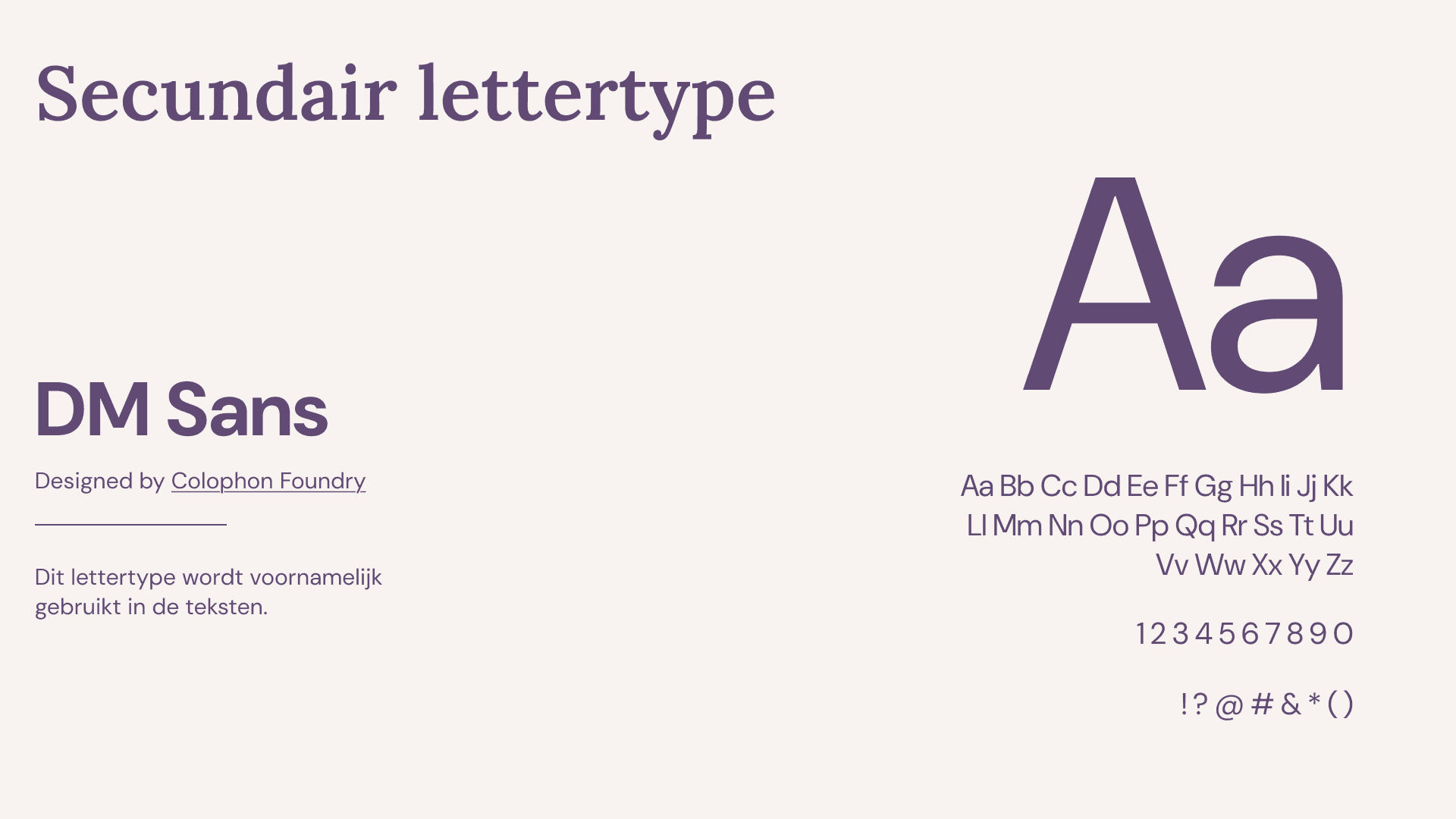 Het lettertype dat wordt gebruikt voor tekst in de brand guidelines van Lieflingen