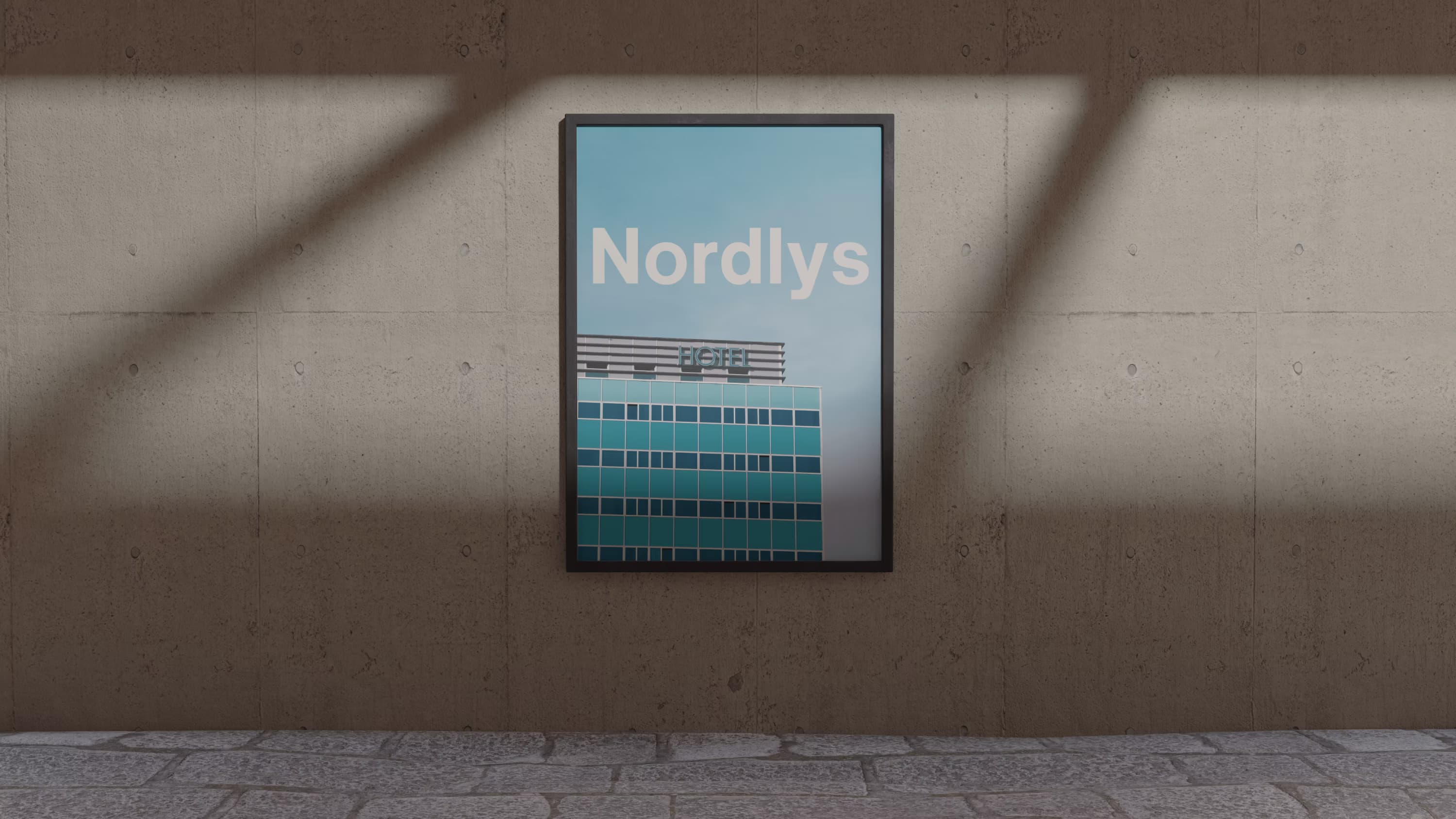 Poster waarop het gebouw van Nordlys en het logo zichtbaar zijn