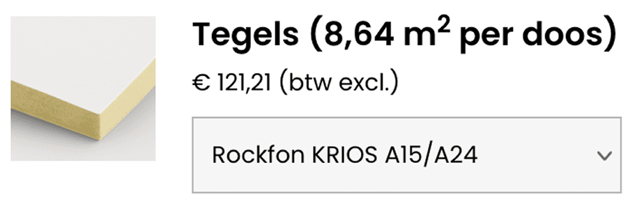 Plafondtegel – geselecteerde optie Rockfon Krios
