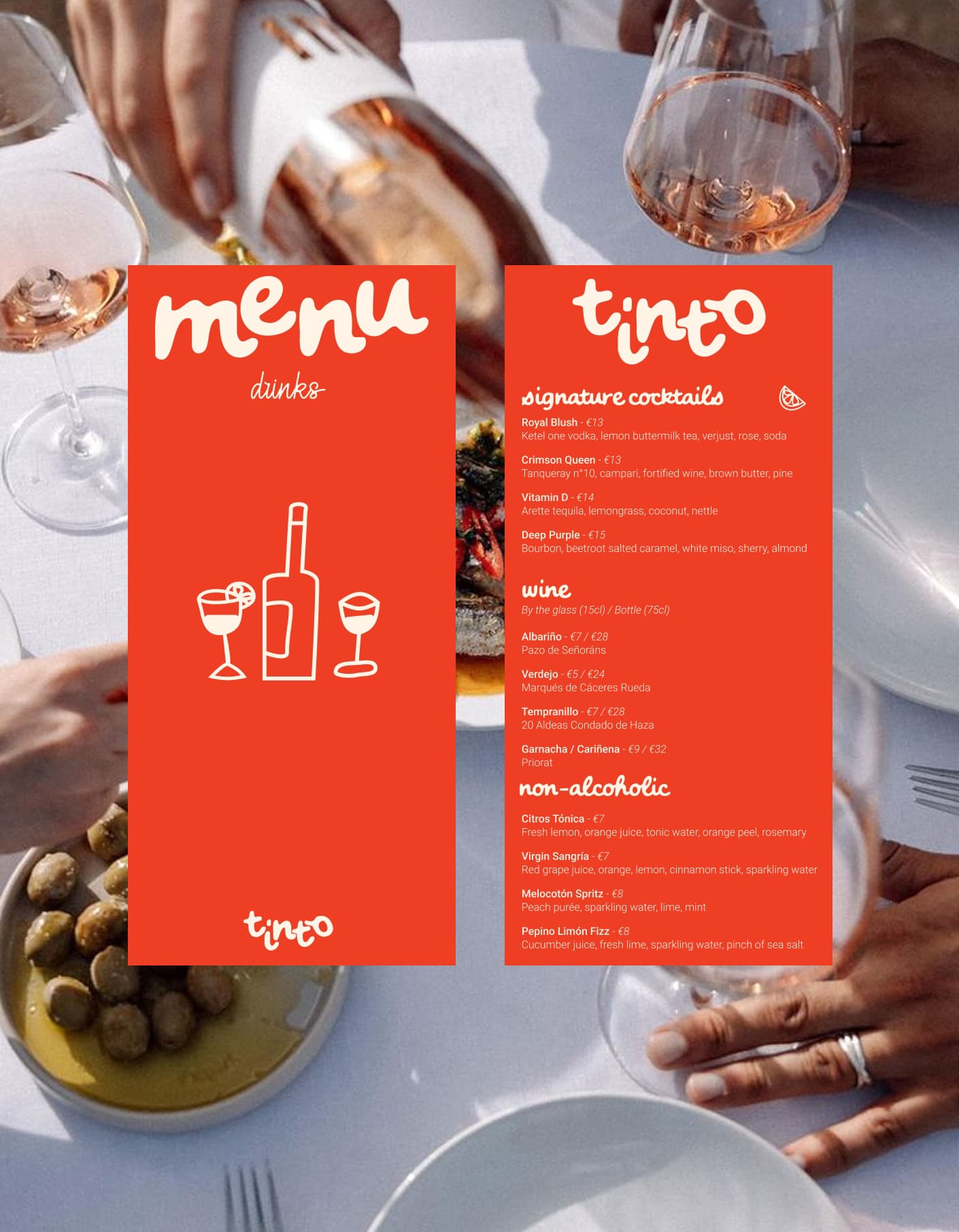 De drankmenu van tapasbar Tinto