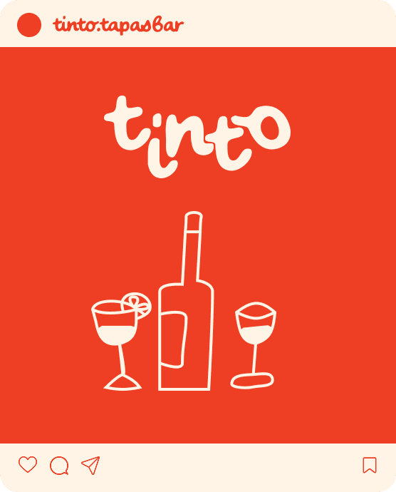 Instagram-post met een oranje poster van Tinto.